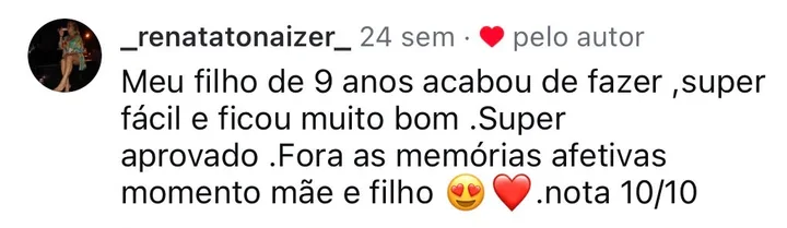 Comentário de seguidor no Instagram do @guganacozinha aprovando a receita