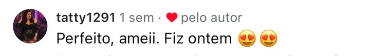 Comentário de seguidor no Instagram do @guganacozinha aprovando a receita