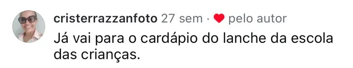 Comentário de seguidor no Instagram do @guganacozinha aprovando a receita